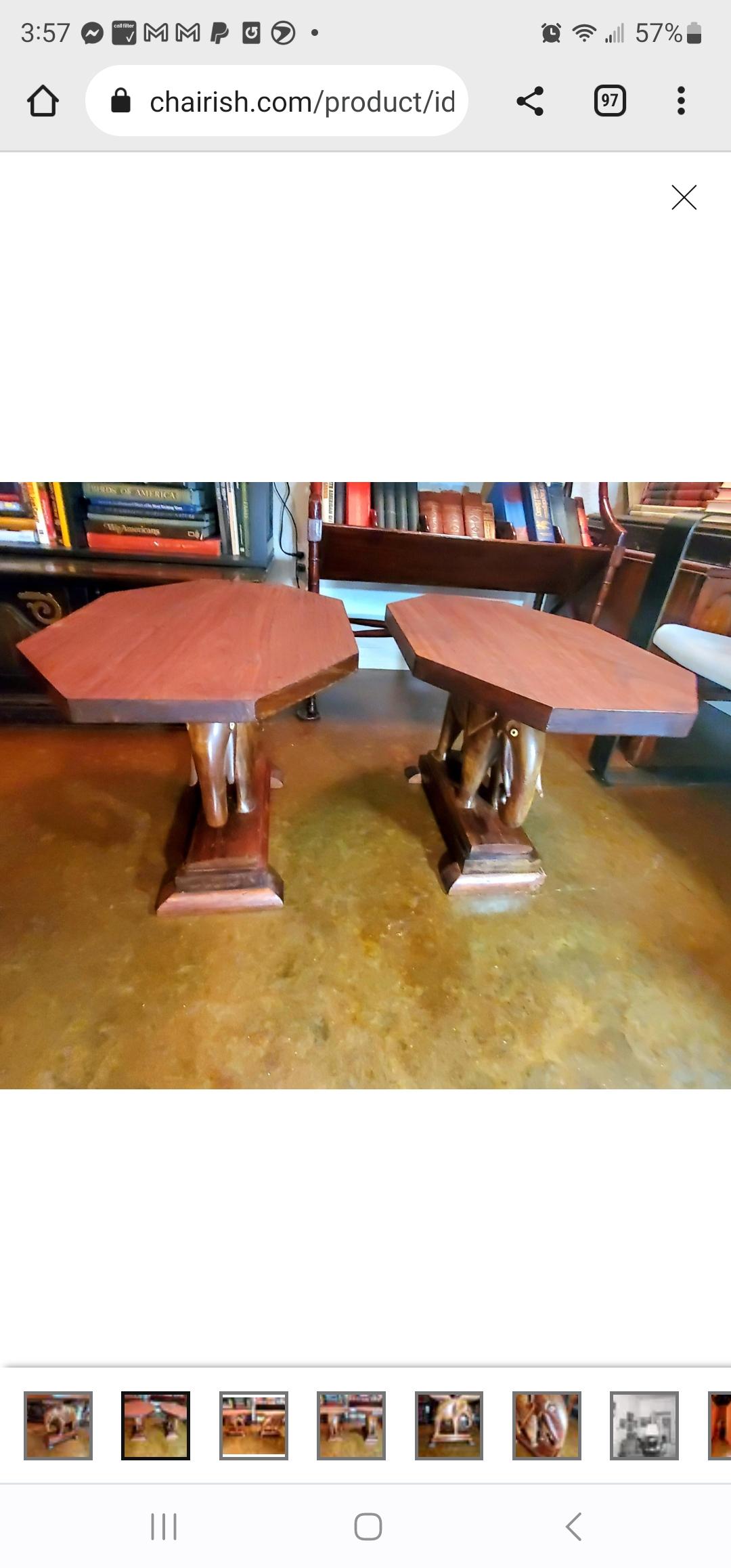 Mid-20th Century 1940s Nigerian Carved Mahogany End Tables With Elephant Bases - a Pair. For Sale