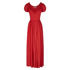 1940s Norman Young Red Georgette Maxi Dress