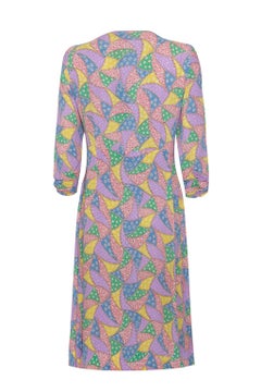 1940s Novelty Print Colouful Rayon Patchwork Dress