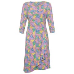 1940s Novelty Print Colourful Rayon Patchwork Dress