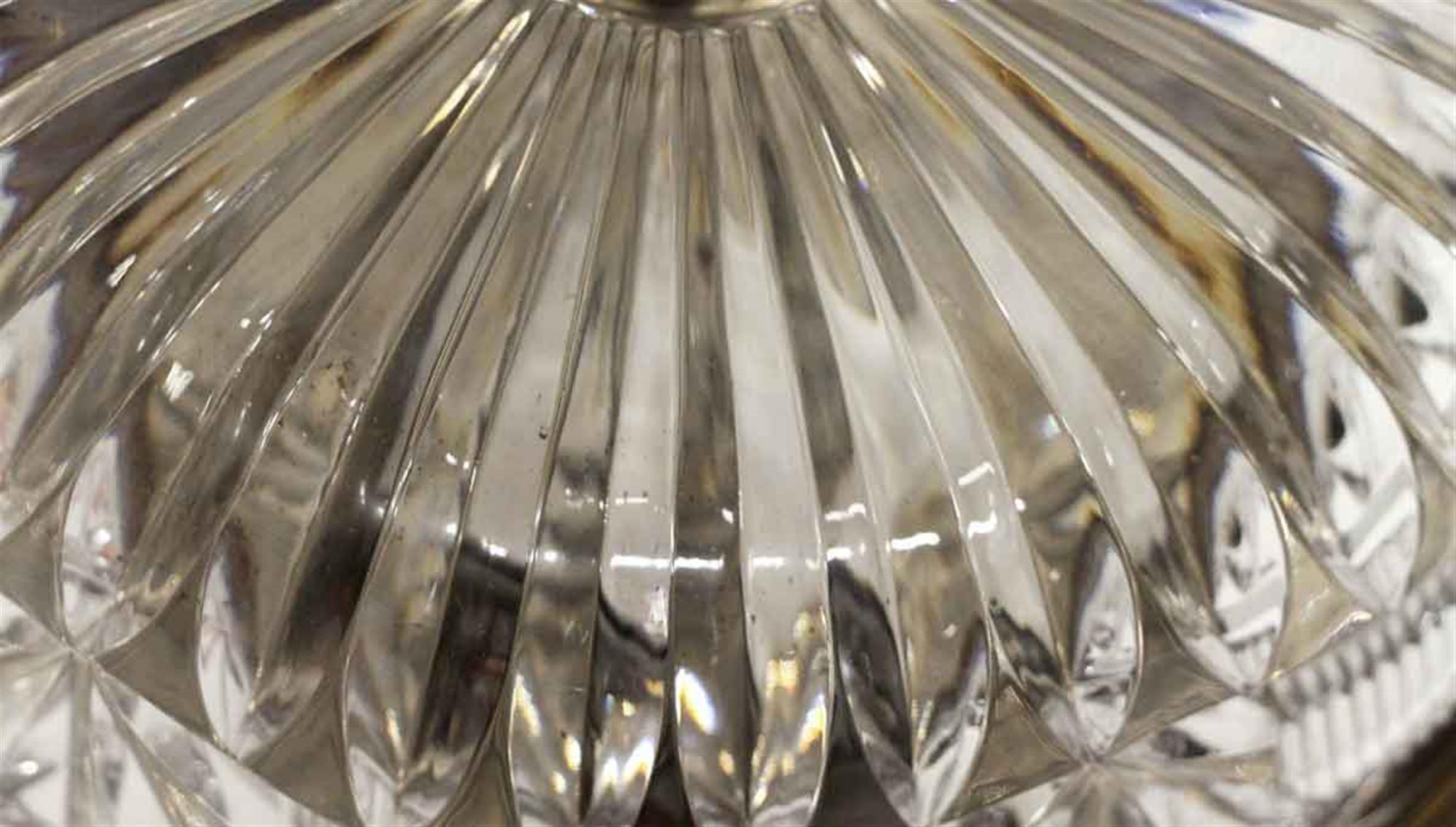 1940s NYC Waldorf Astoria Hotel Heavy Cut Crystal Flush Mount Fixture Light 1