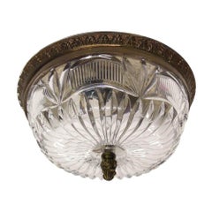 1940s NYC Waldorf Astoria Hotel Heavy Cut Crystal Flush Mount Fixture Light