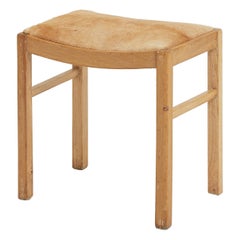 1940s Oak and Foal Skin Stool