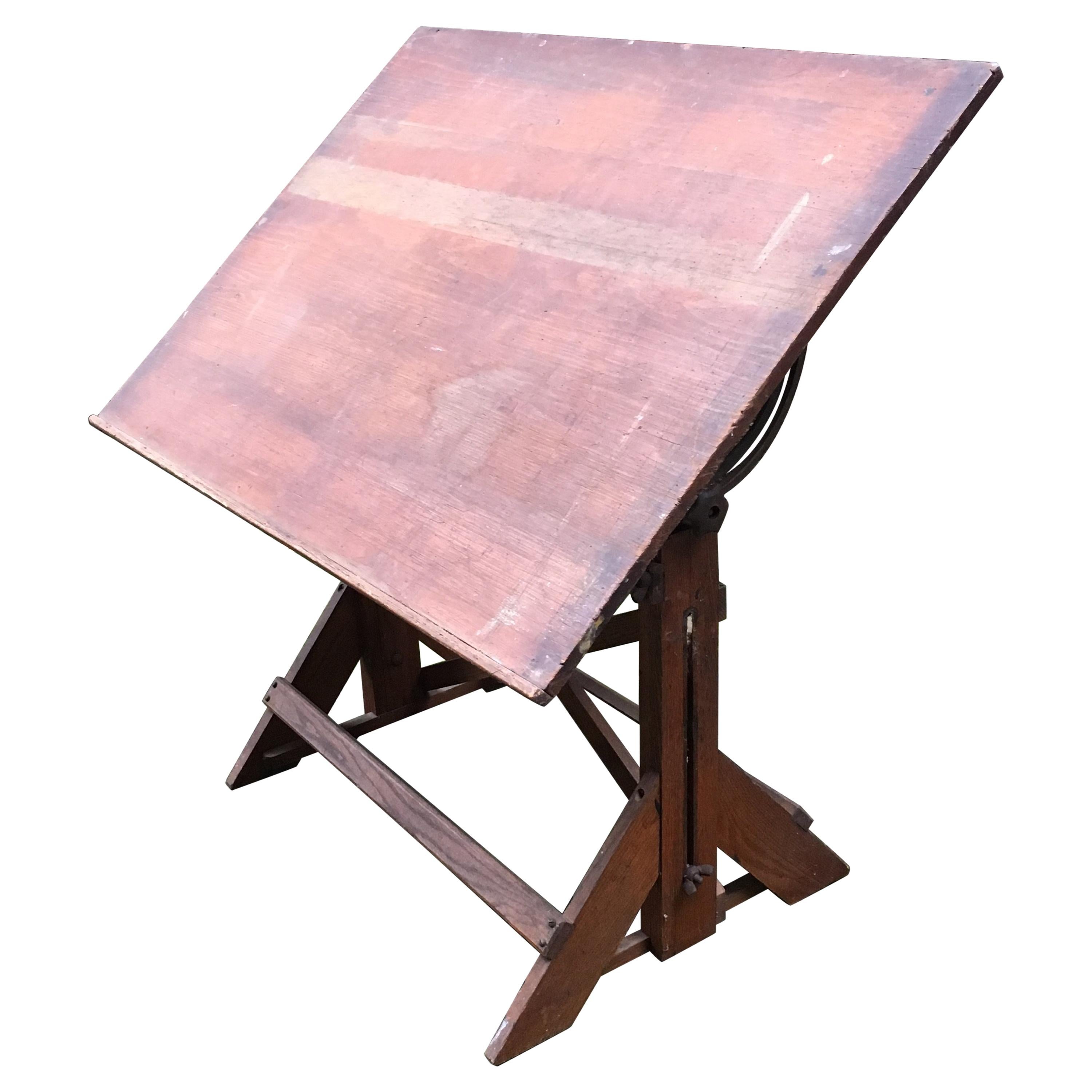 1940s Oak and Pine Drafting Table
