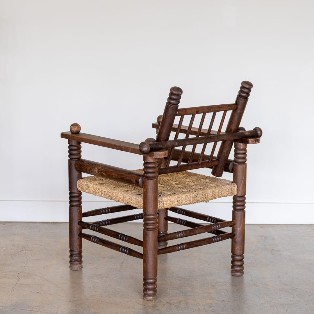 1940's Oak and Woven Lounge Chair by Charles Dudouyt For Sale 1