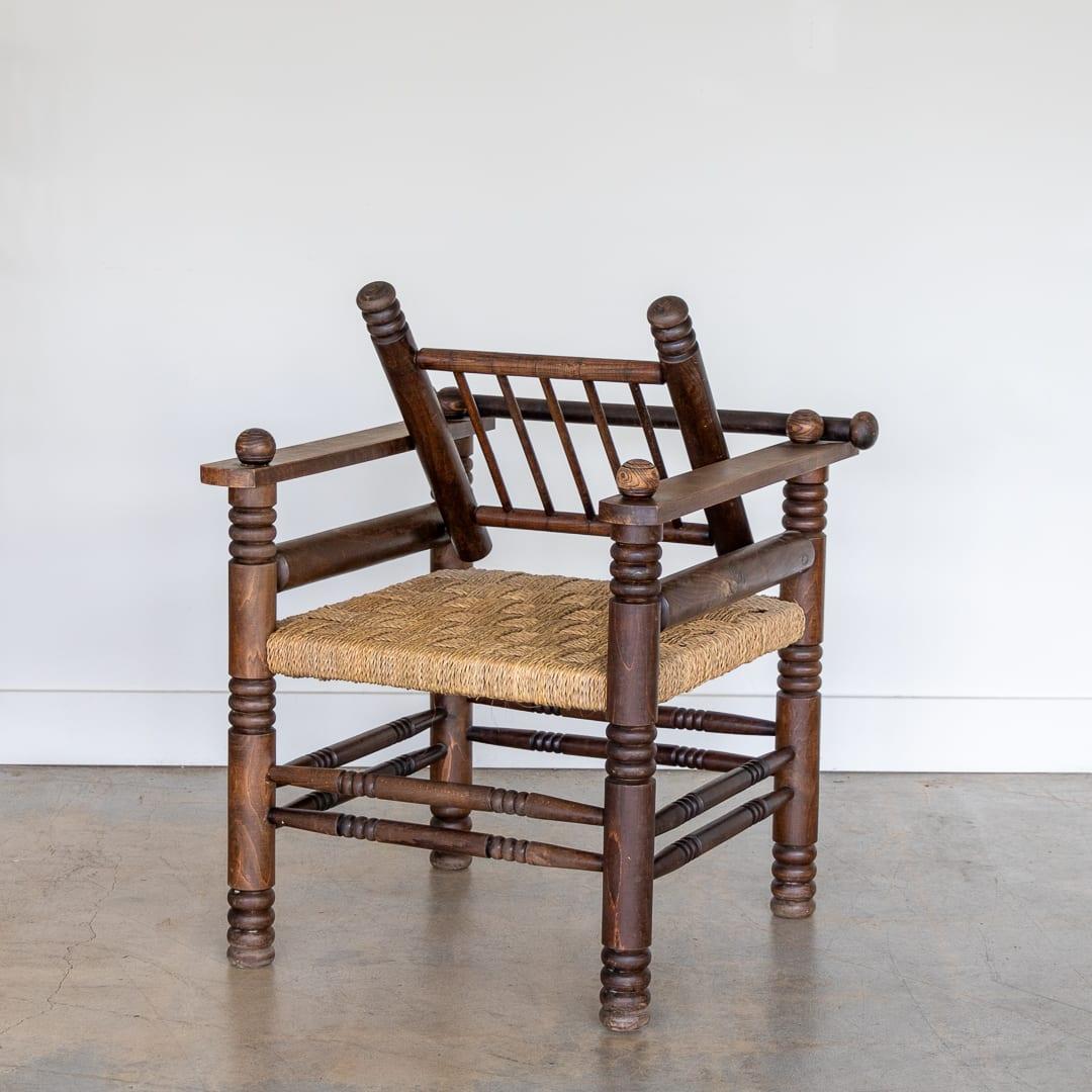 1940's Oak and Woven Lounge Chair by Charles Dudouyt For Sale 3