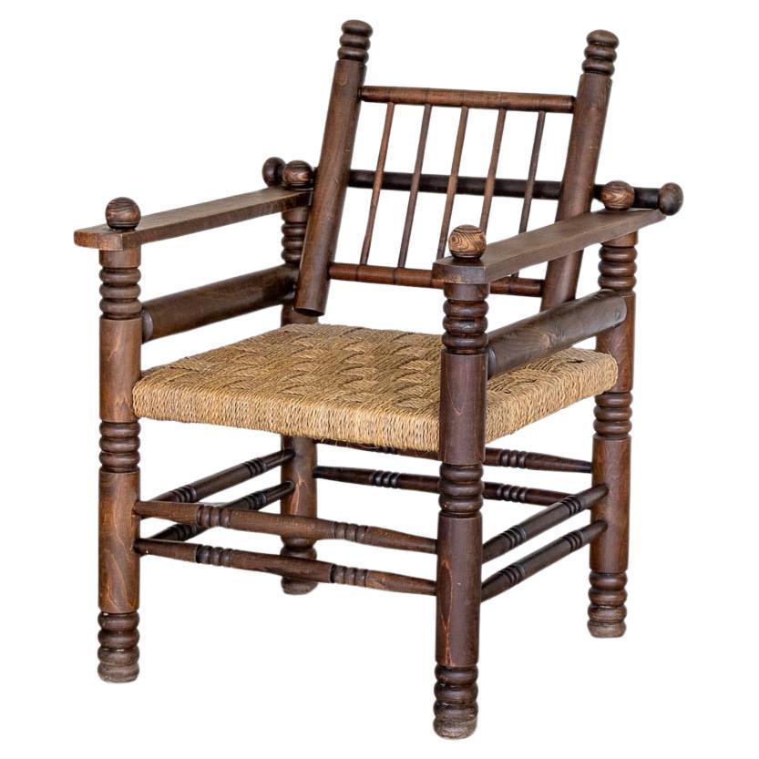 1940's Oak and Woven Lounge Chair by Charles Dudouyt For Sale