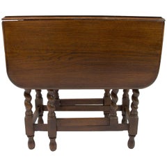 1940s Oak Barley Twist Drop-Leaf Table