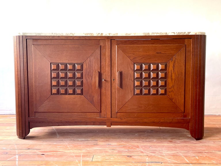 1940's Oak Cabinet with Marble Top For Sale 10