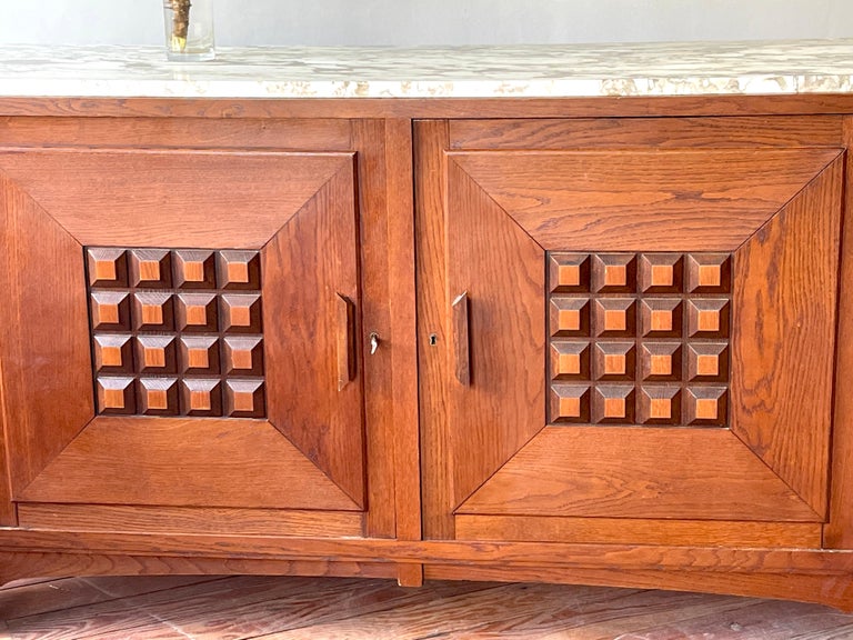 1940's Oak Cabinet with Marble Top For Sale 3