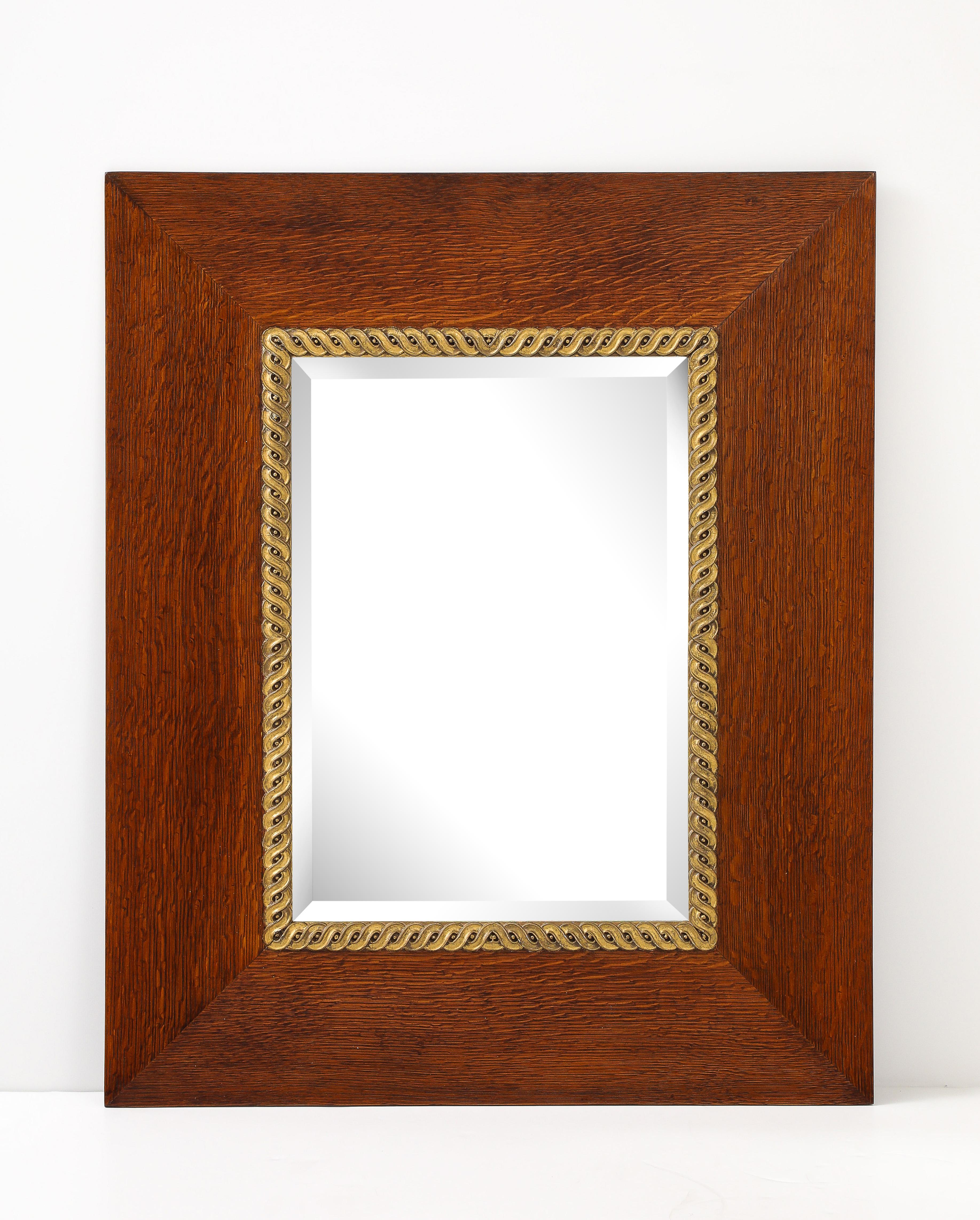 Espejo de pared francés de roble de 1940 en venta 3