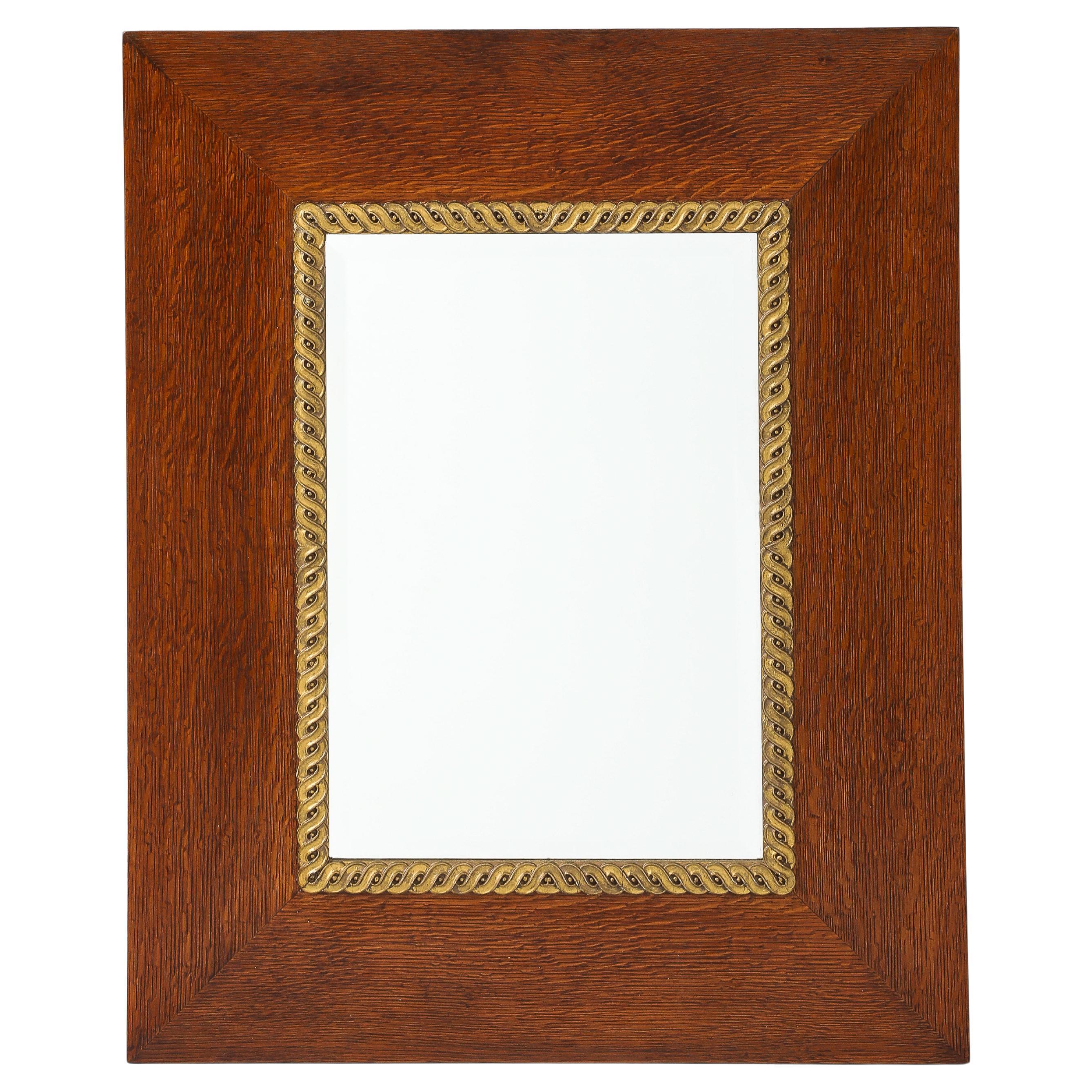 1940's Oak French Wall Mirror