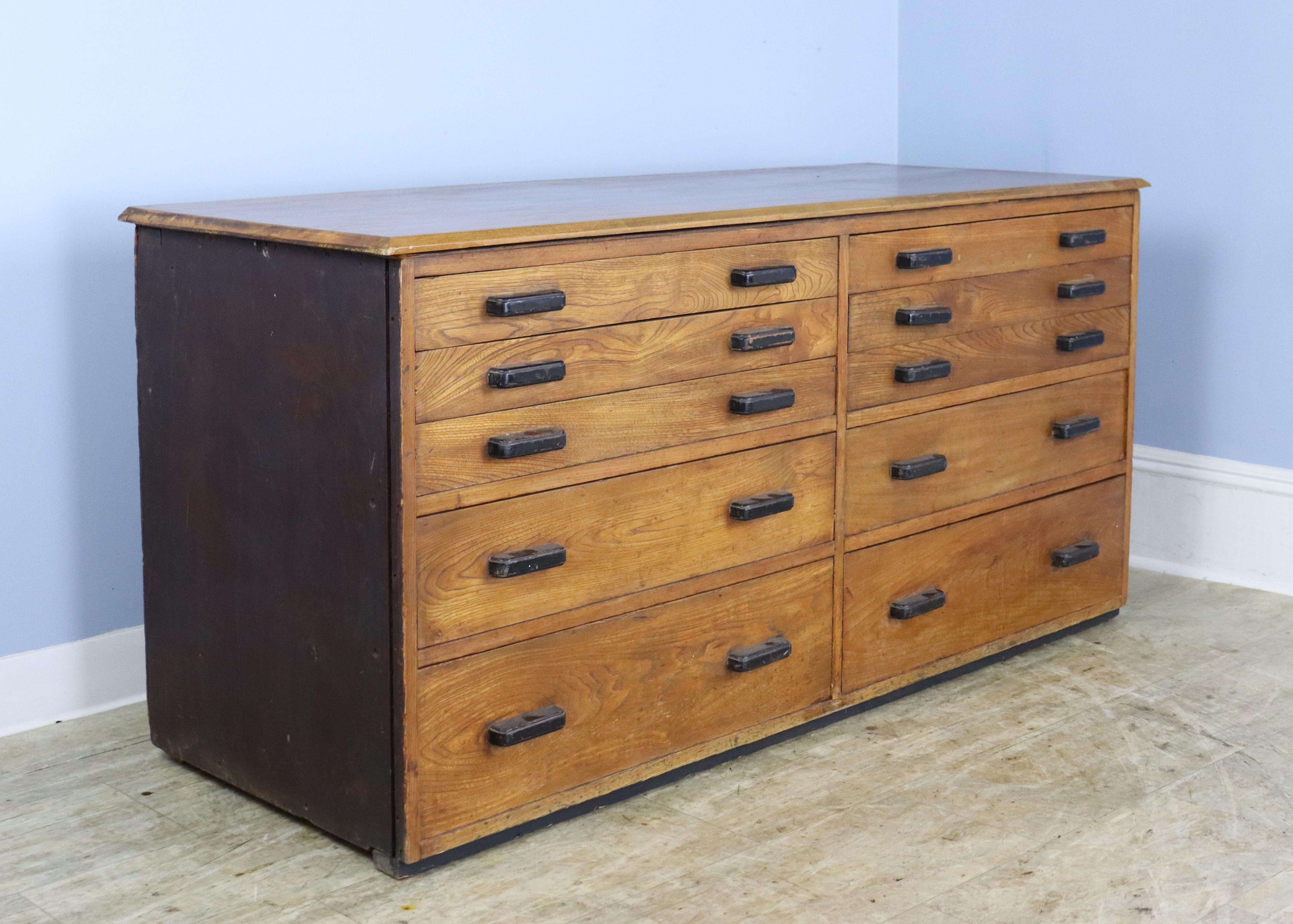 English 1940's Oak Industrial Chest For Sale