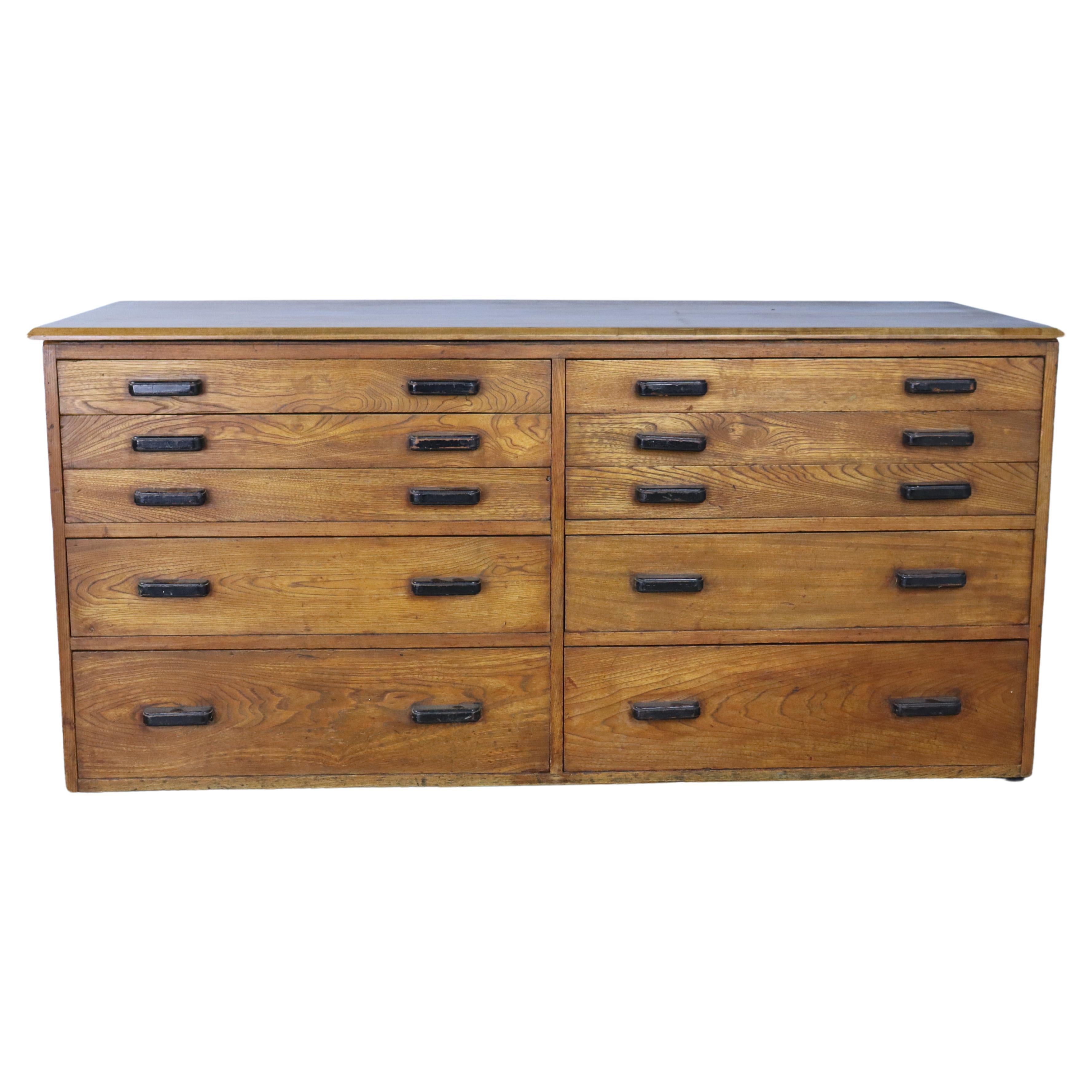 1940's Oak Industrial Chest For Sale