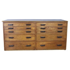 Used 1940's Oak Industrial Chest