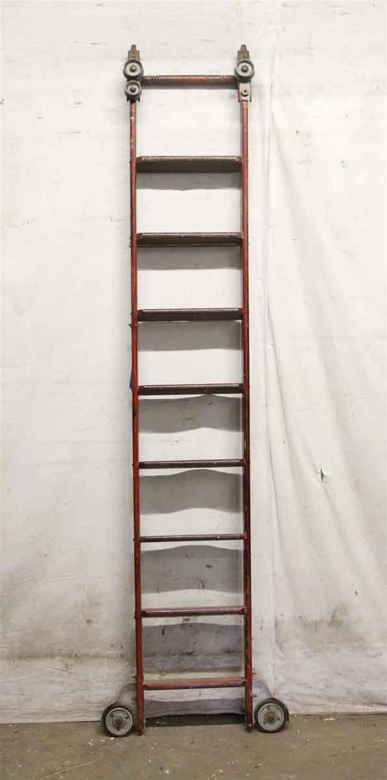 1940s Oak Putnam Rolling Library Ladder For Sale at 1stDibs