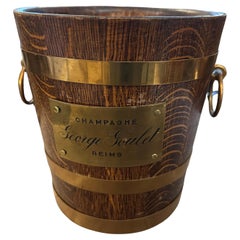 1940s Oak Wood and Brass French Wine Cooler by Champagne George Goulet