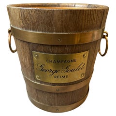 1940s Oak Wood and Brass French Wine Cooler by Geraud Lafitte for George Goulet