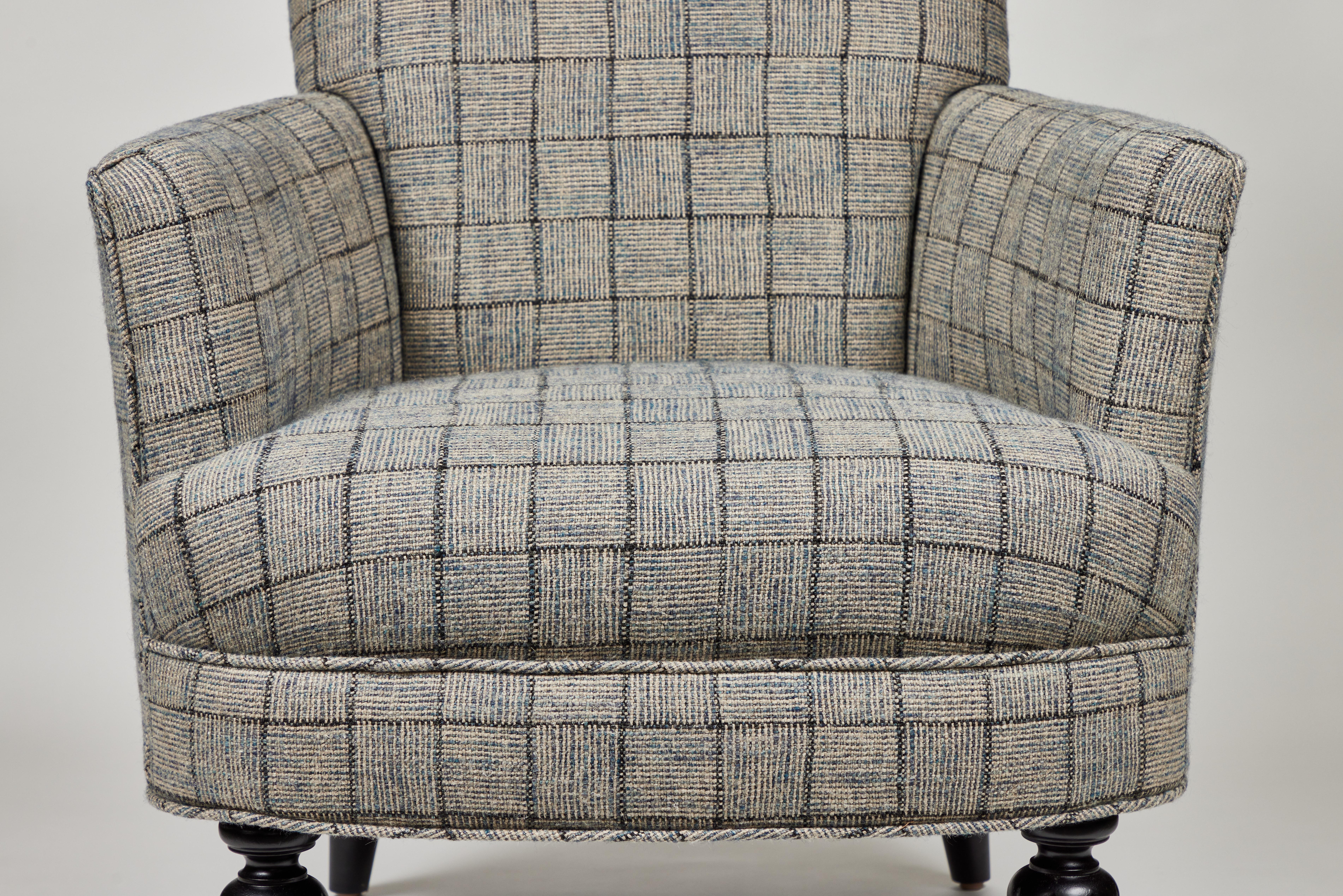 1940s occasional chair newly upholstered in wool and linen 'Crosshatch