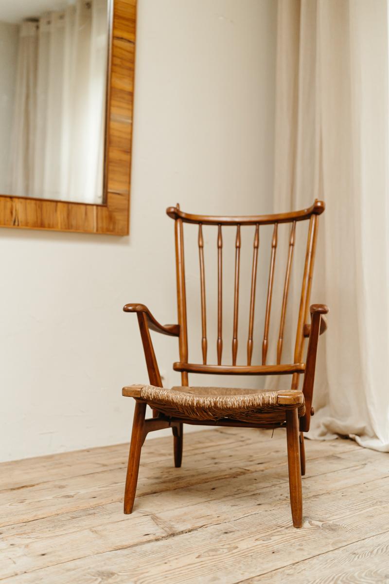 XX secolo Specchio occasionale francese del 1940 in legno di tasso e pitchpine in vendita