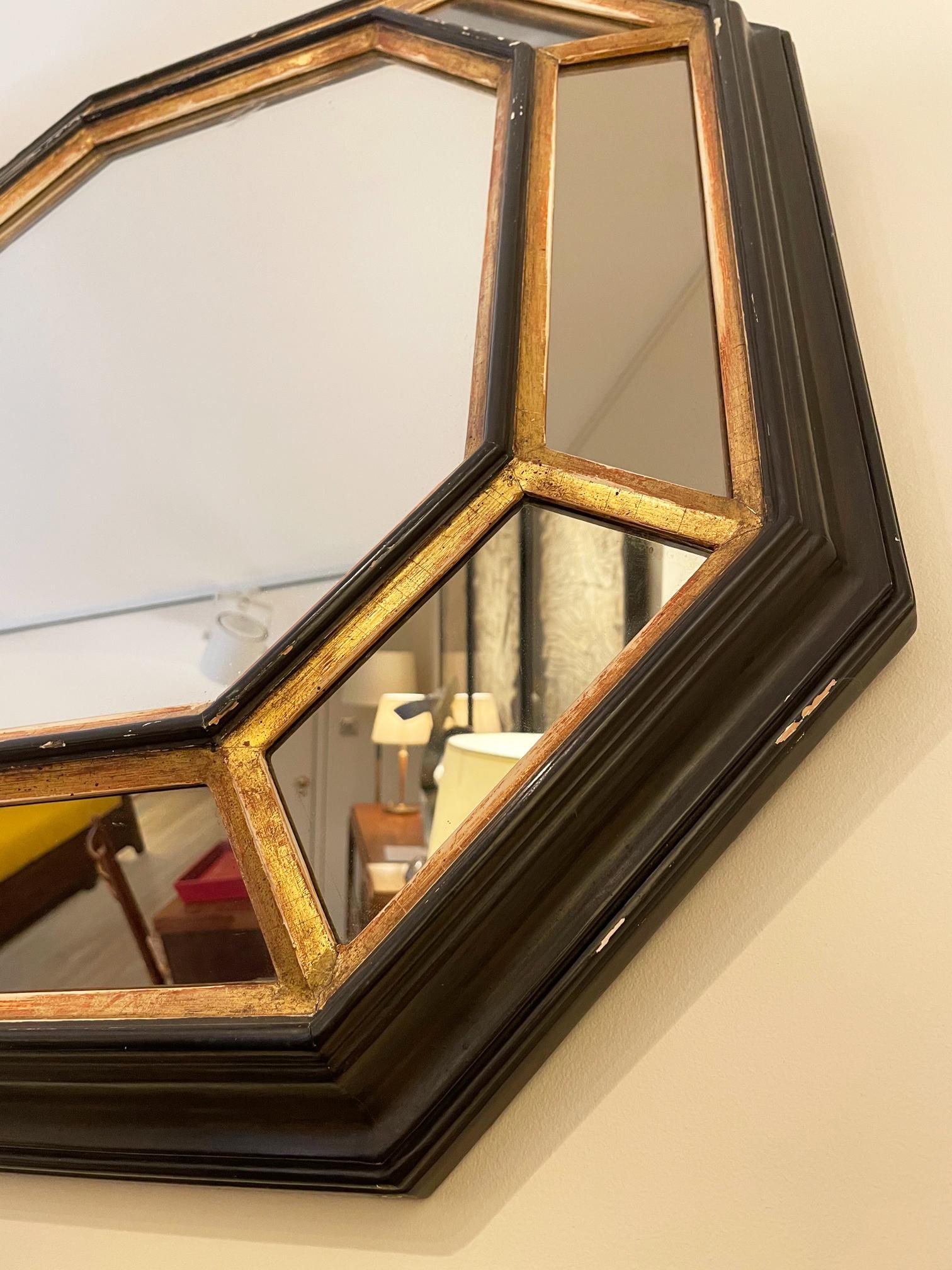 1940s Octagonal Cushioned Mirror In Good Condition In London, GB