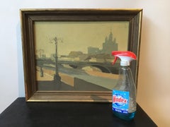 1940s Oil Painting of European City