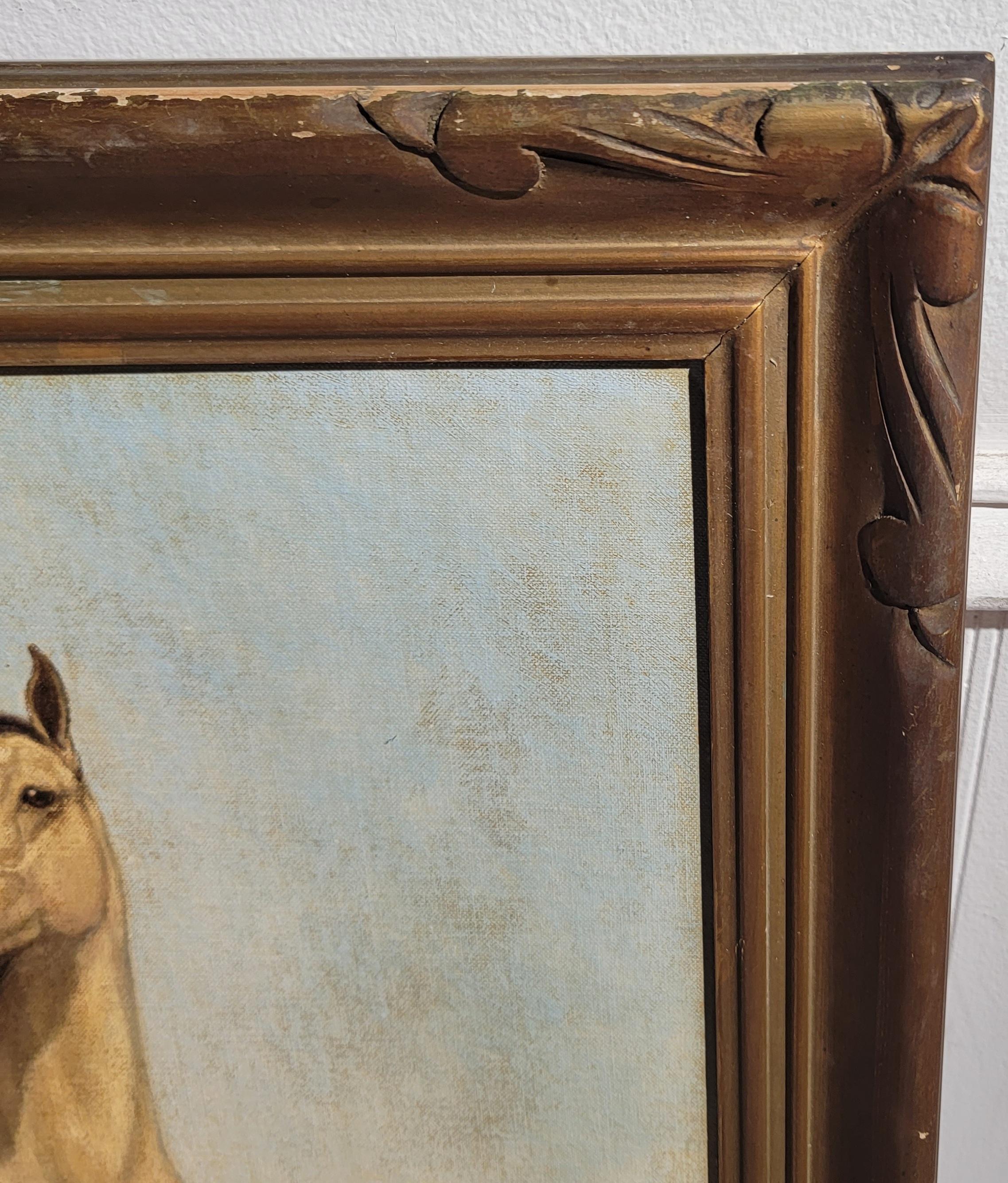 Américain Peinture à l'huile des années 1940 représentant un cheval blanc par Grace Bassett en vente