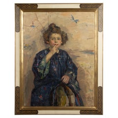 1940's Oil Painting - Portrait of a Child - Hubert Glansdorff - Belgium