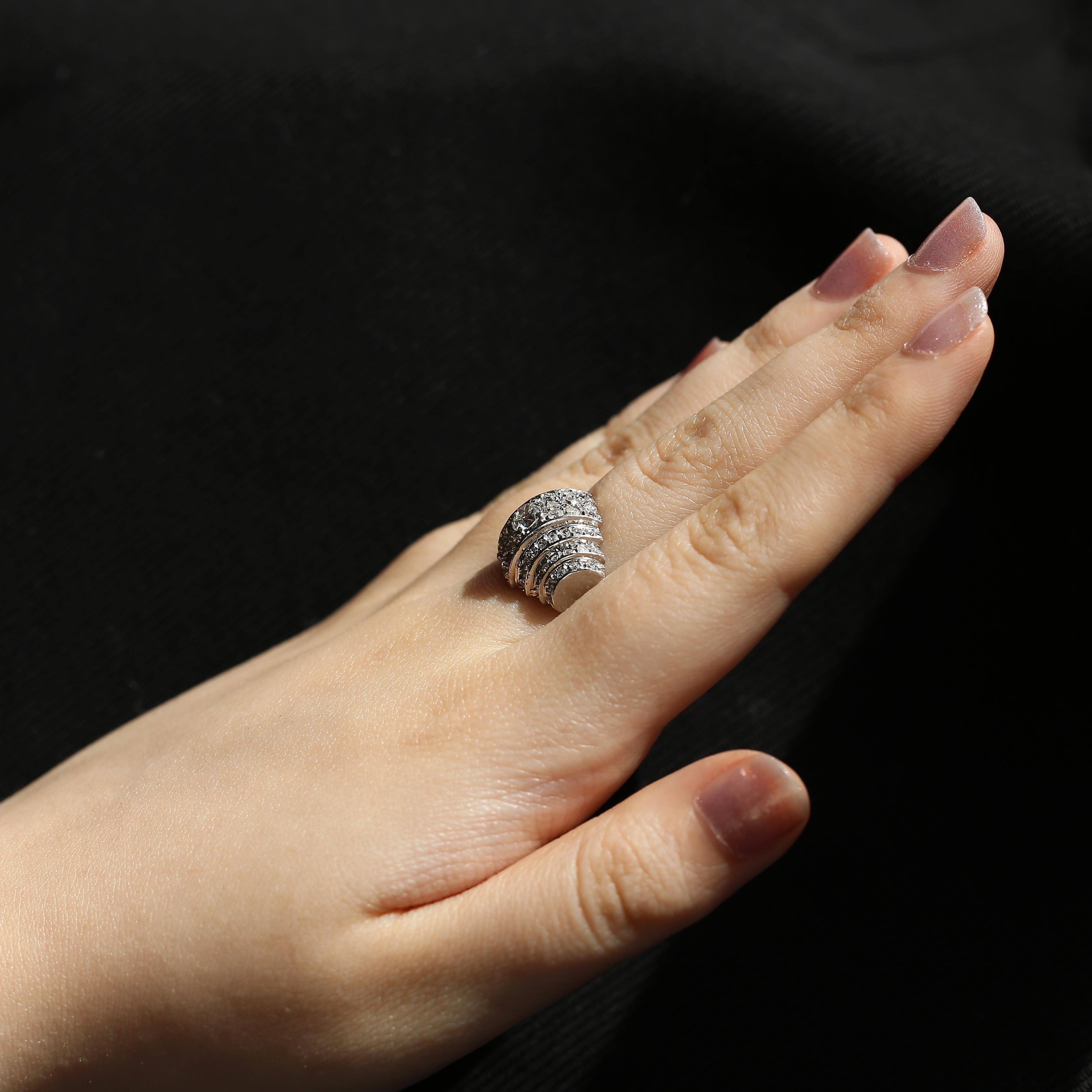 1940er Jahre Altschliff Diamant-Cluster-Ring im Angebot 1