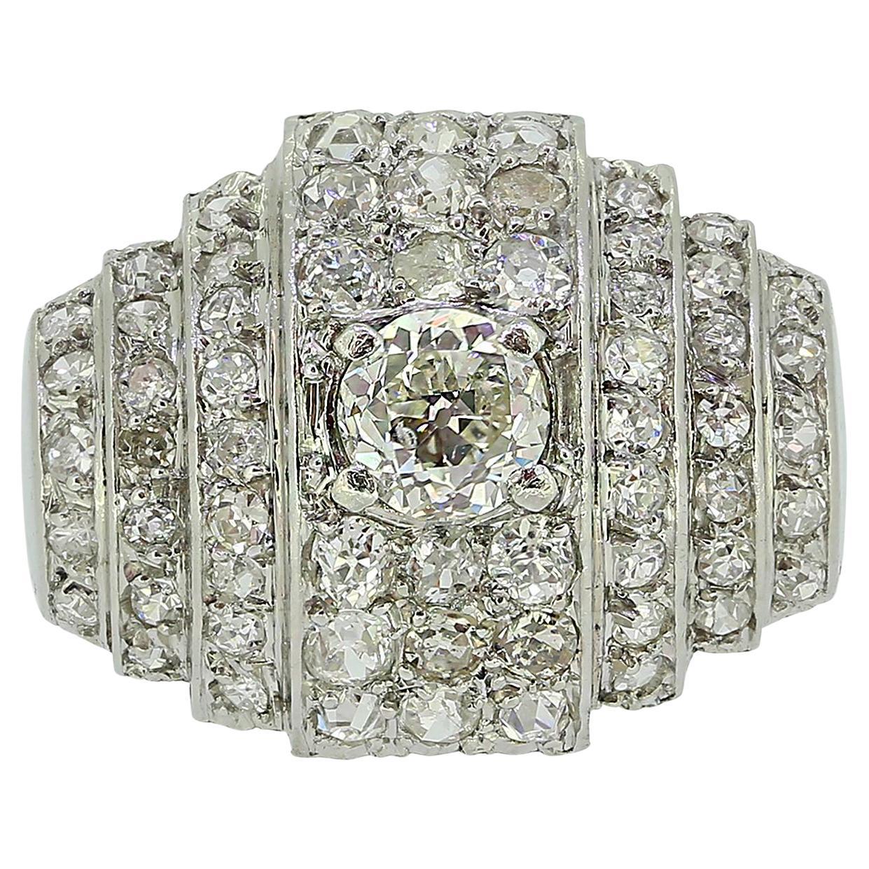 1940s Old Cut Diamond Cluster Ring