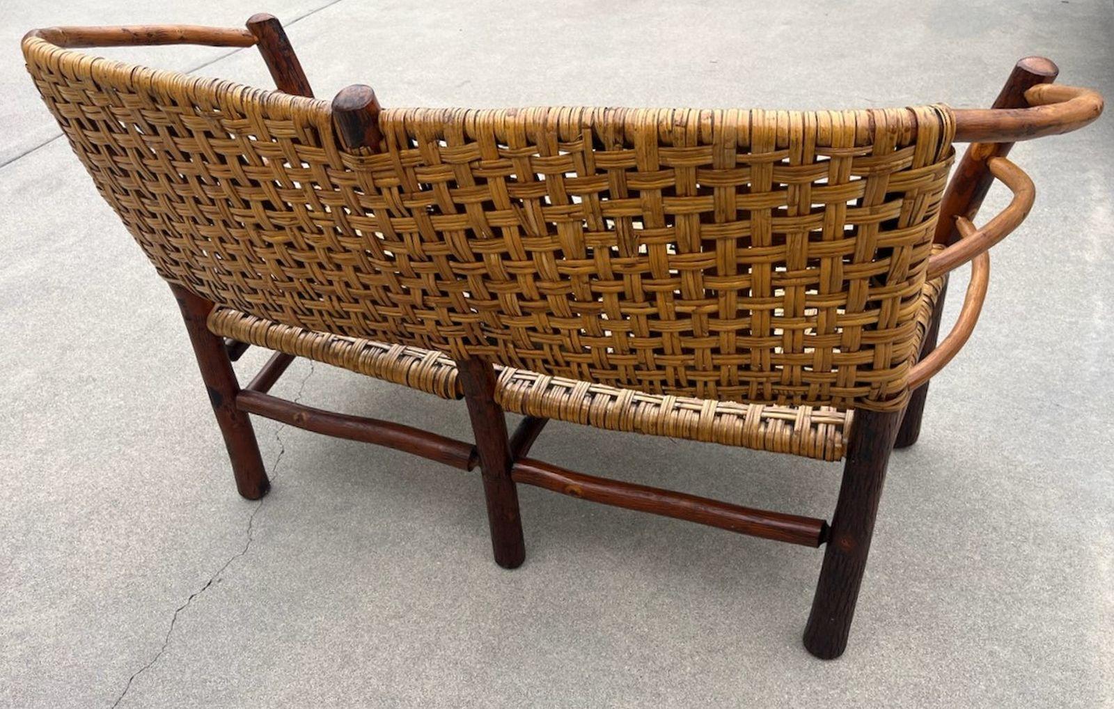 1940s Old Hickory Marysville Settee Stamped In Good Condition For Sale In Los Angeles, CA