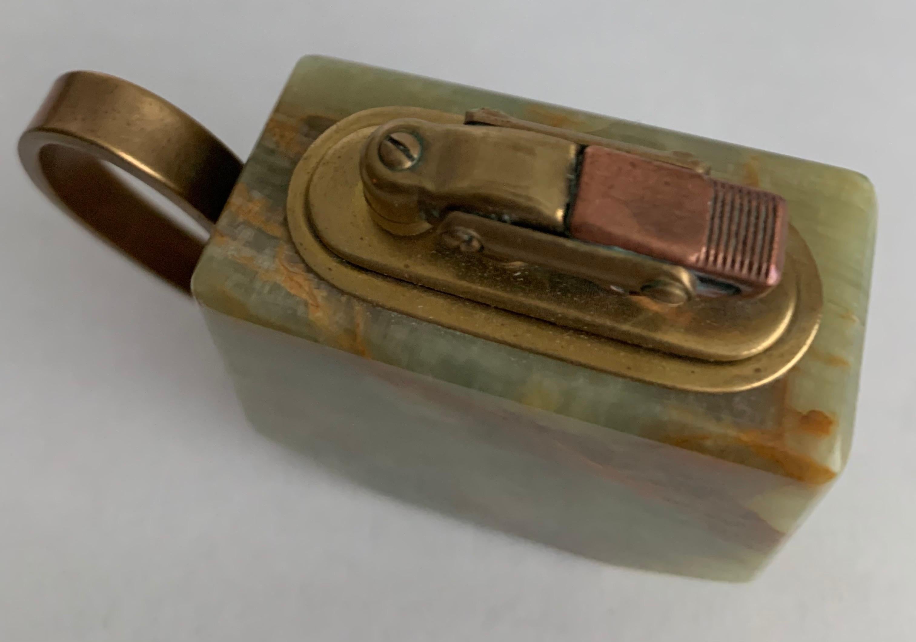 Mid-20th Century 1940s Onyx & Brass Table Lighter