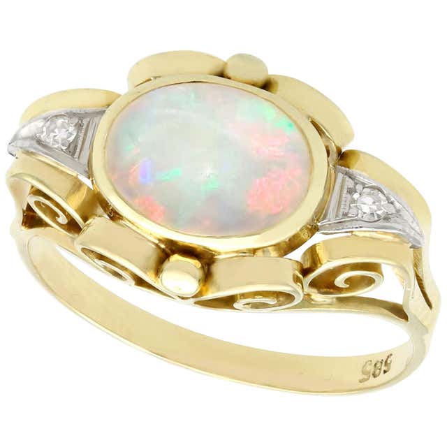 Boulder Opal Ring Circa 1940s For Sale at 1stDibs