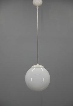 1940s Opaline Glass Globe Pendant Light  Vintage Ceiling Lamp  Rewired