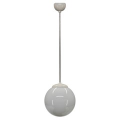 1940s Opaline Glass Globe Pendant Light  Vintage Ceiling Lamp  Rewired