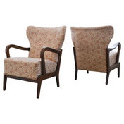 1940s Open Arm Lounge Chairs in the Style of Alfred Christensen