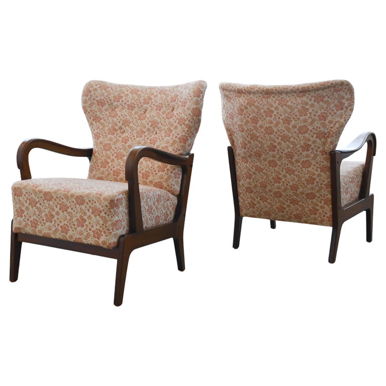 1940s Open Arm Lounge Chairs in the Style of Alfred Christensen