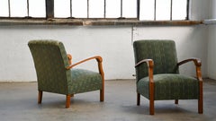 1940s Open Arm Lounge Club Chairs Attributed to Fritz Hansen Danish Midcentury