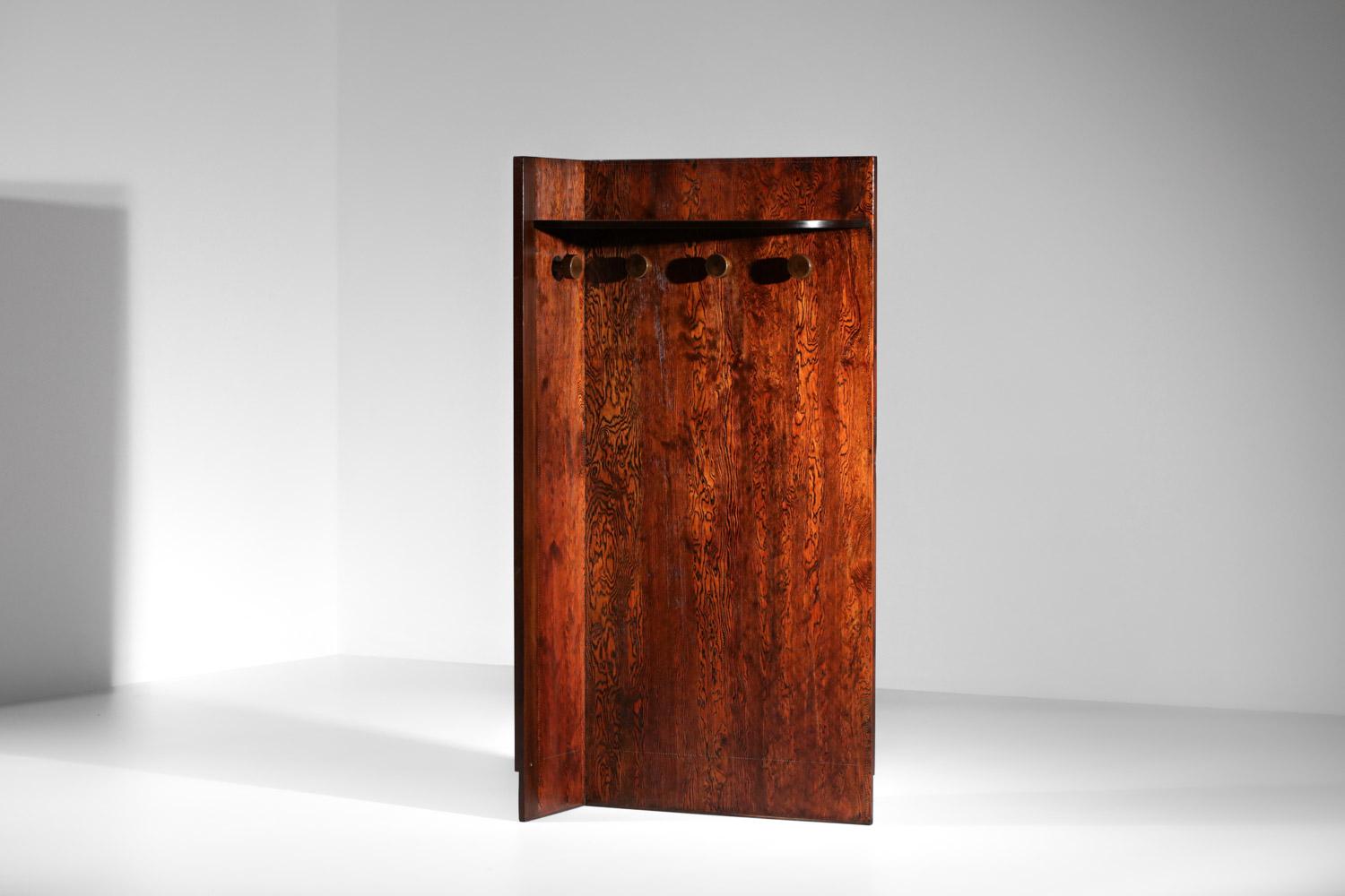 1940s Oregon Pine Coat Rack with Pegs by André Sornay French Art Deco Modernist For Sale 9