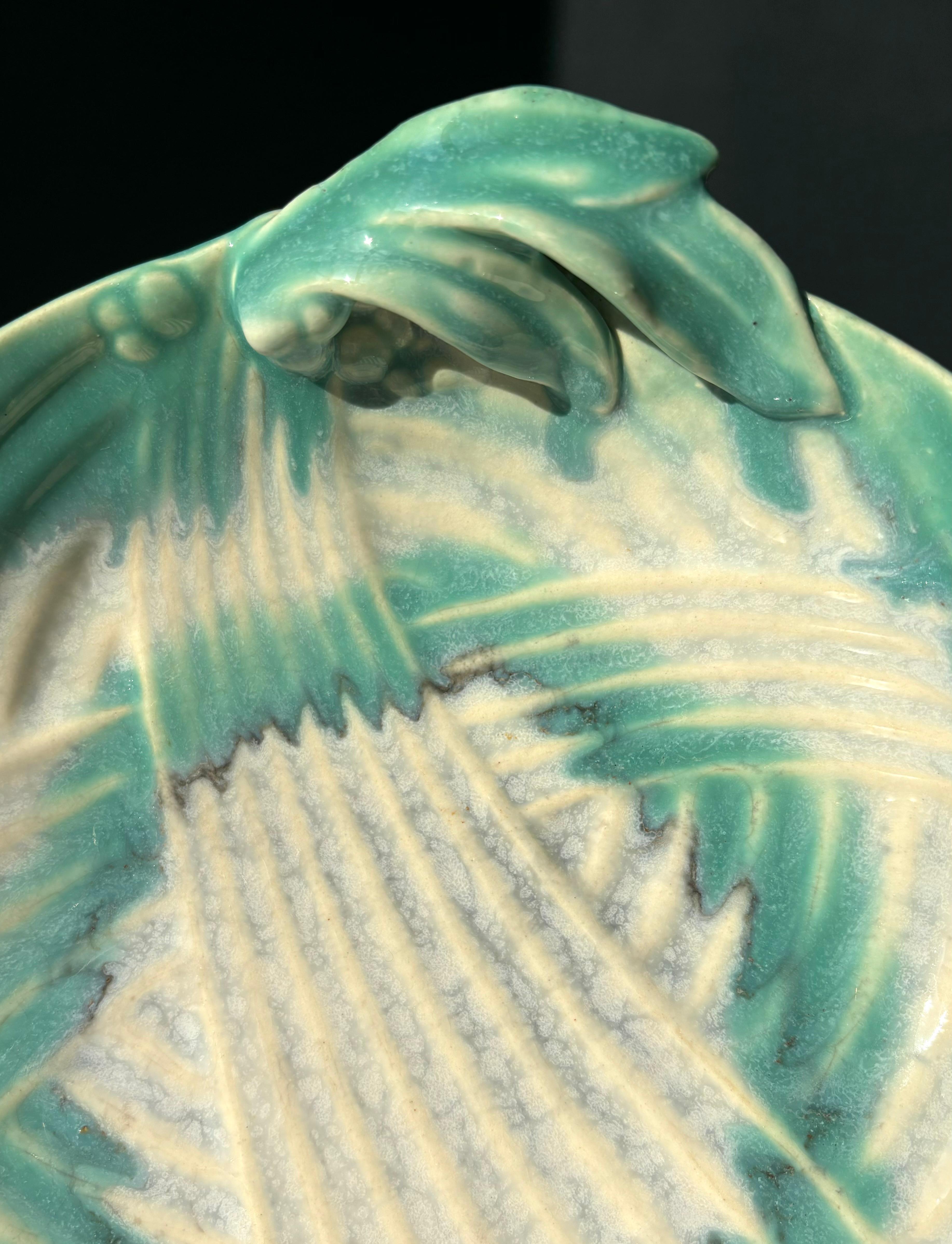 20ième siècle 1940s Organic Art Nouveau Green Leaf Bowl (bol à feuilles vertes) en vente