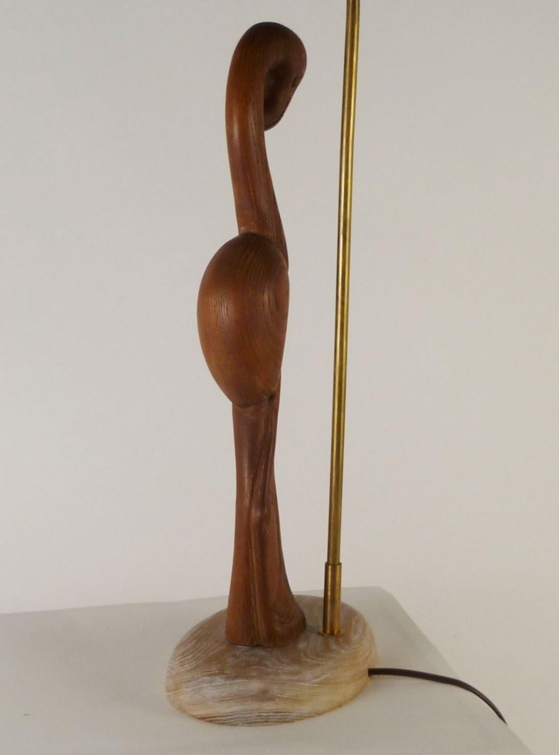 1940s Organic Modern Cerused Oak Flamingo Table Lamp 4