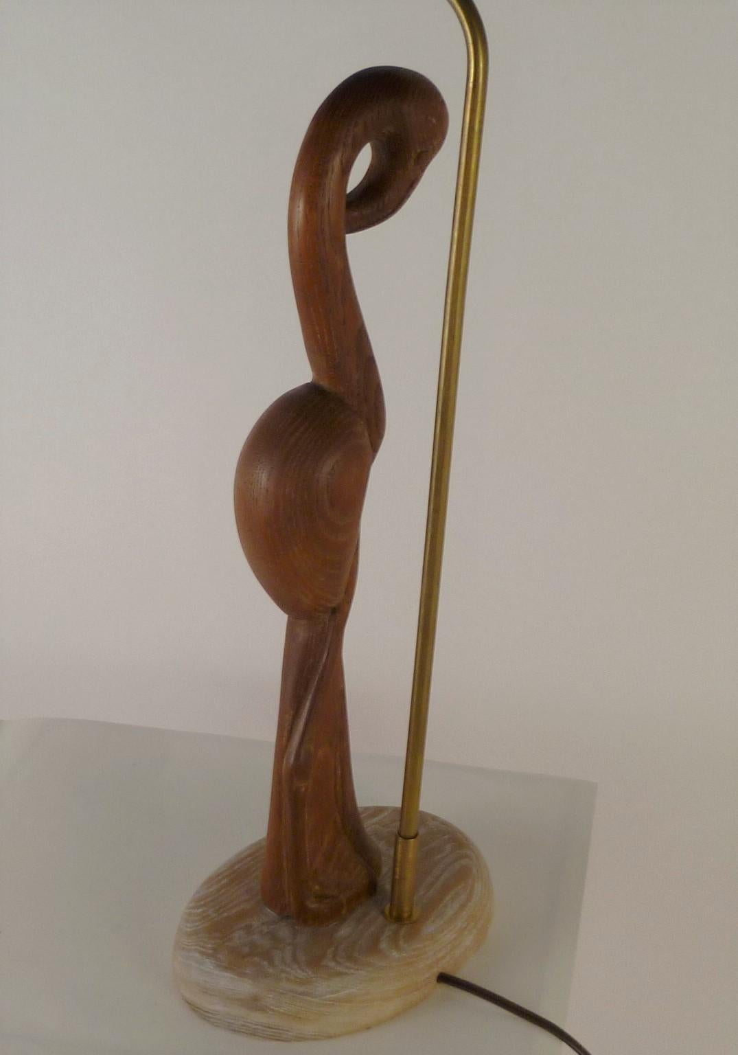 1940s Organic Modern Cerused Oak Flamingo Table Lamp 5