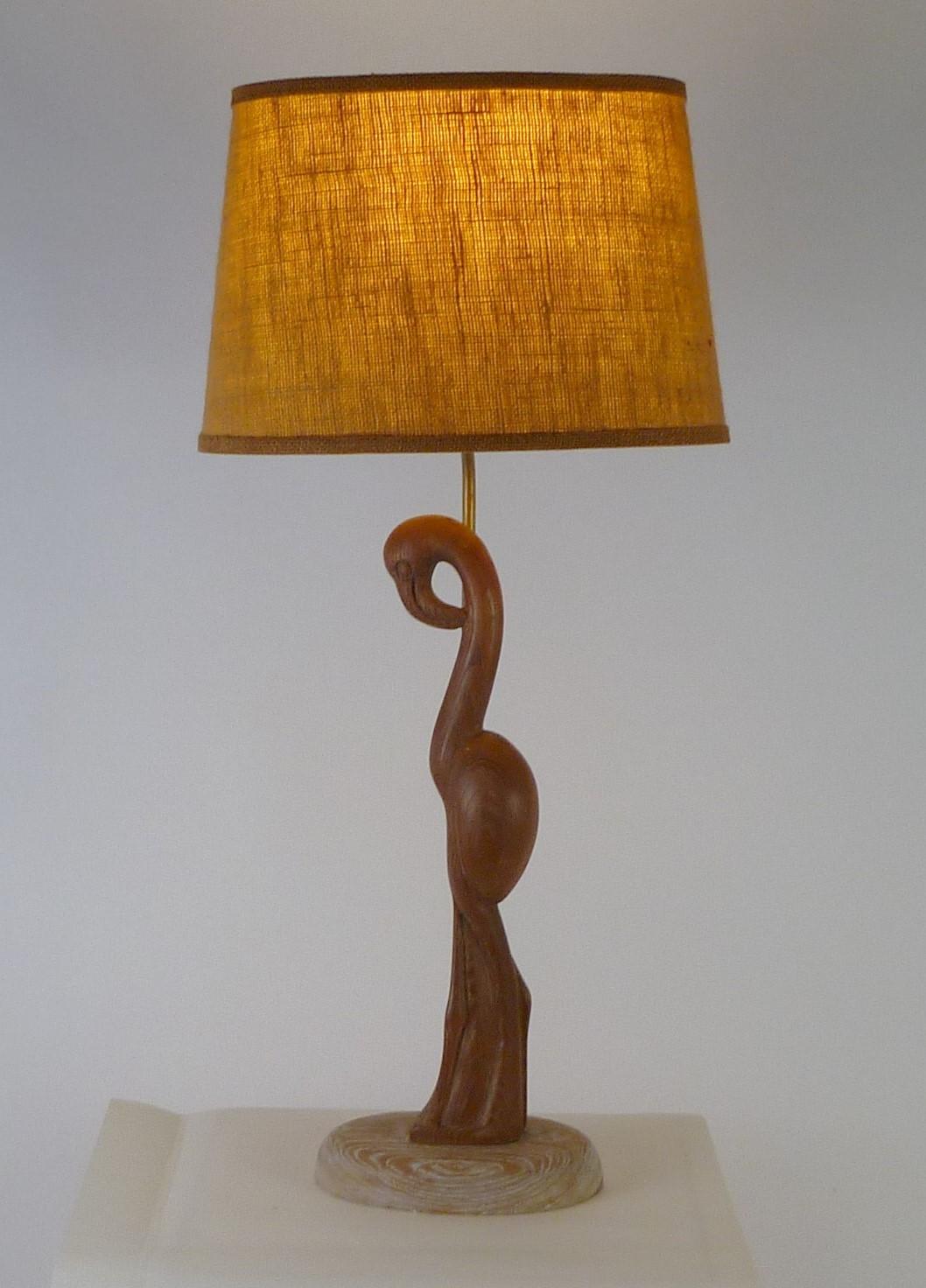 1940s Organic Modern Cerused Oak Flamingo Table Lamp 6