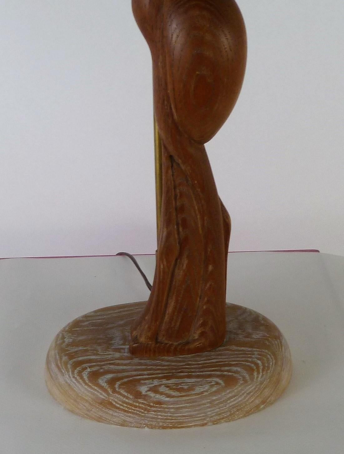 Mid-Century Modern 1940s Organic Modern Cerused Oak Flamingo Table Lamp