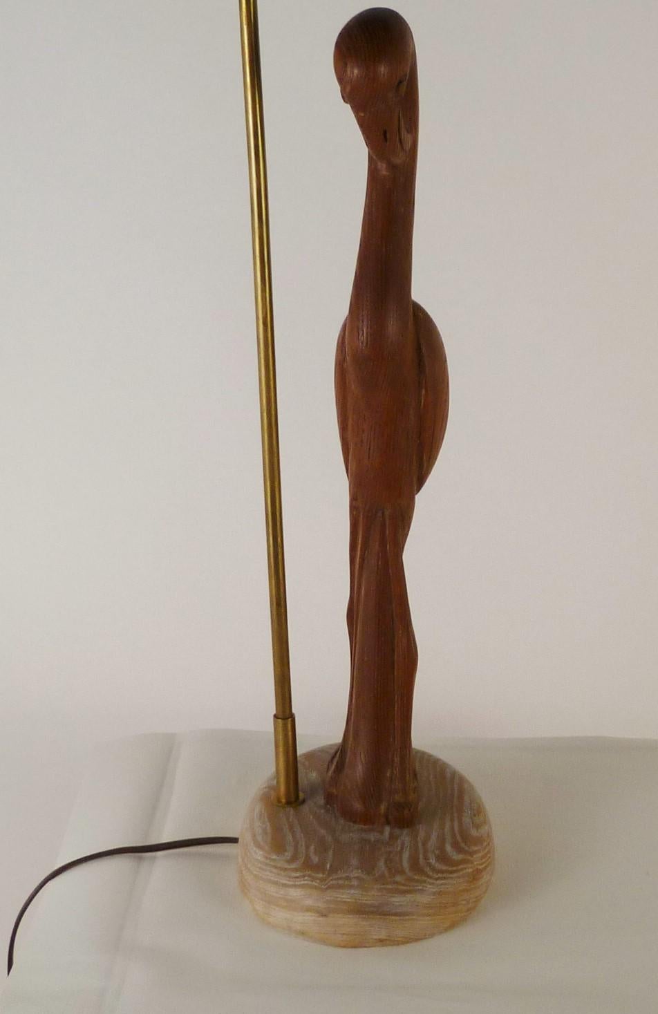 1940s Organic Modern Cerused Oak Flamingo Table Lamp 2