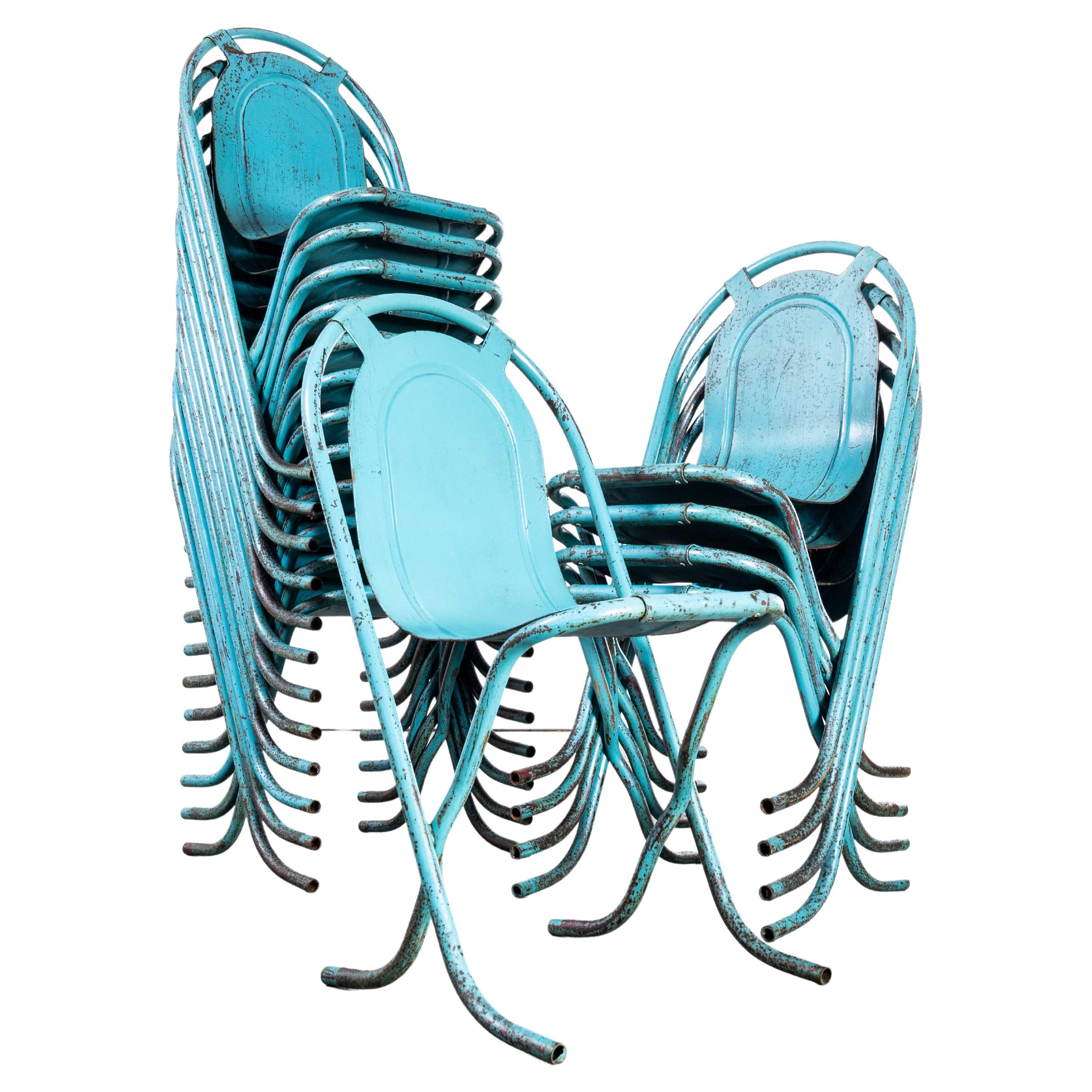 1940s Original British Stak a Bye Chairs, Blue, Quantity Available