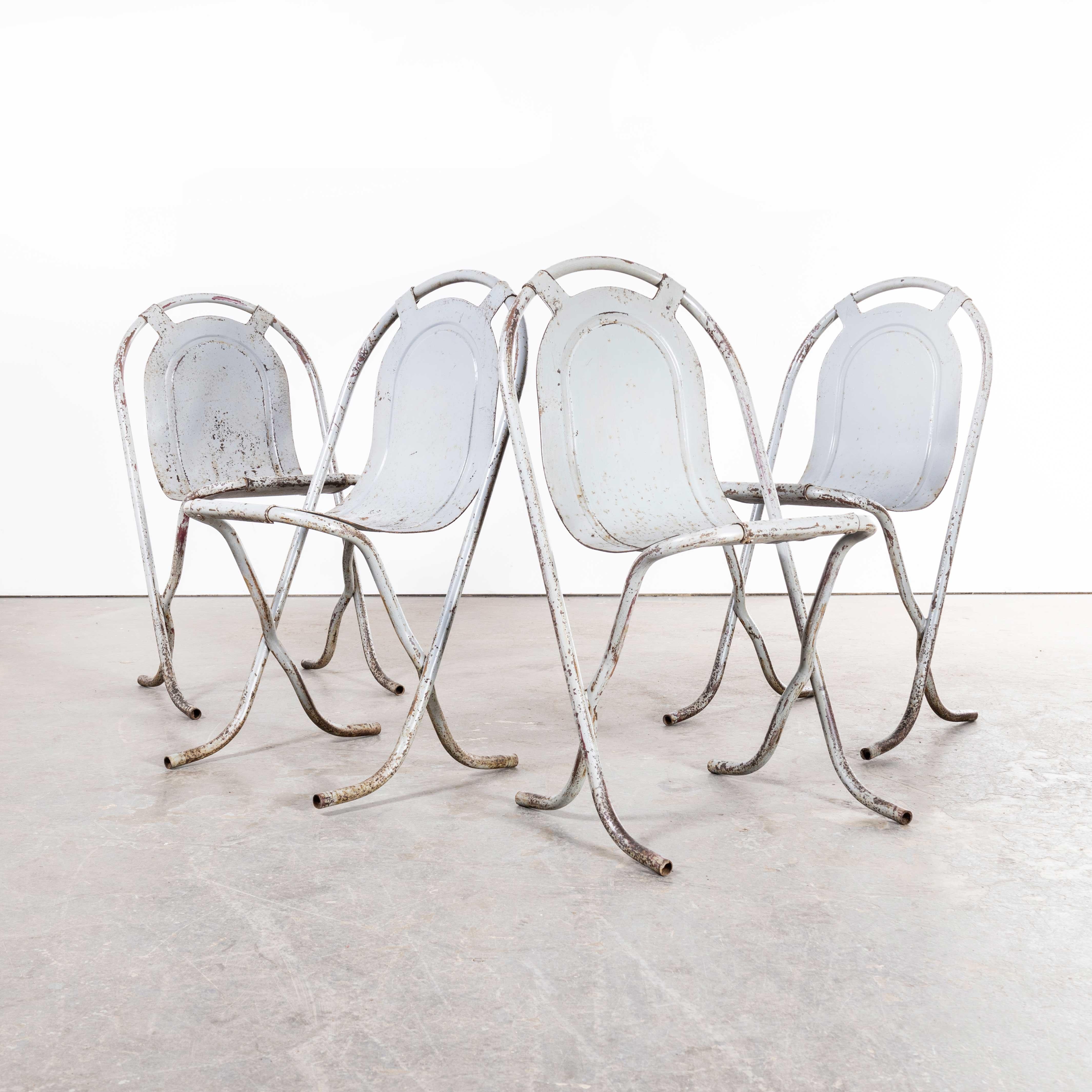 1940s Original British Stak a Bye Chairs, Grey, Set of Four For Sale 4