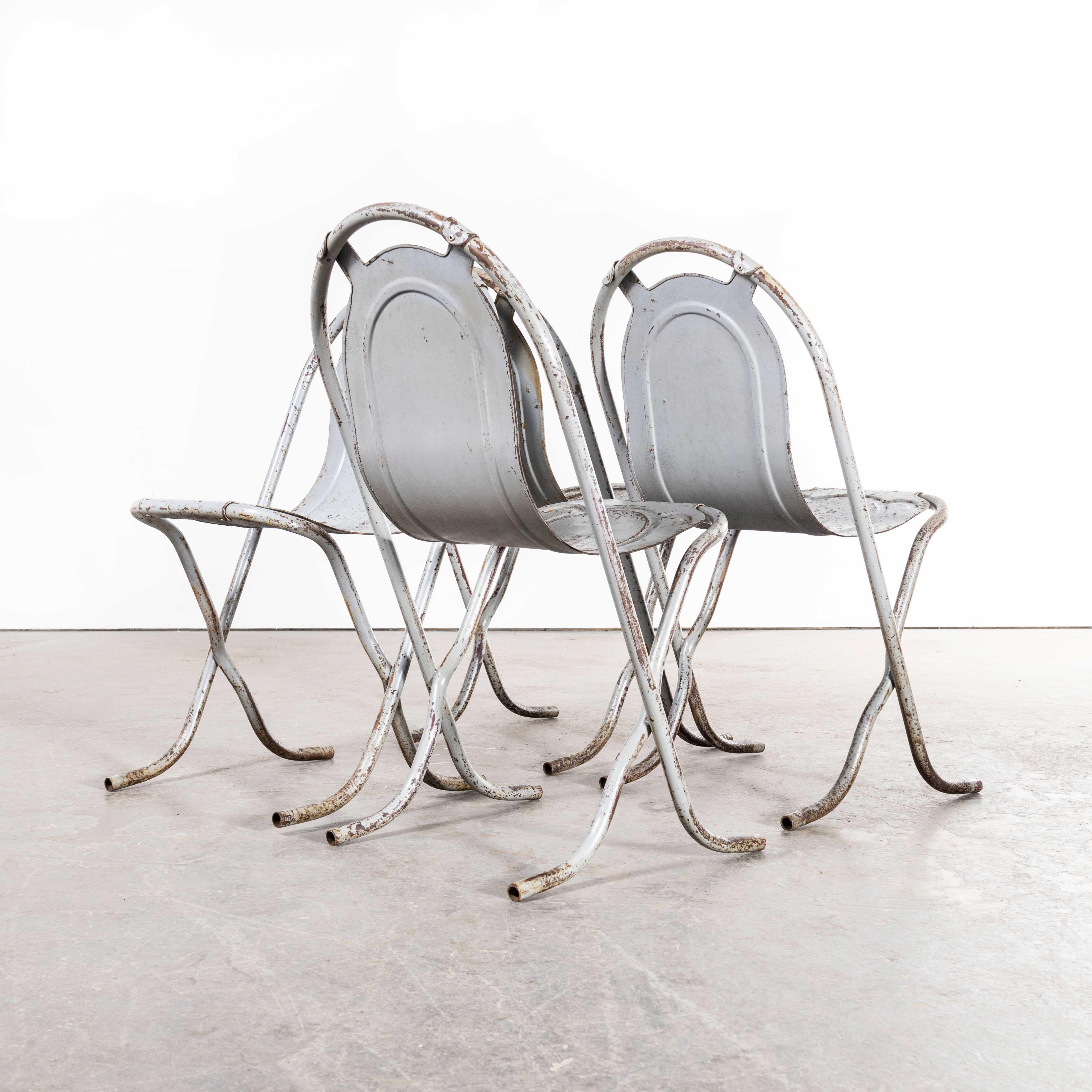 1940s Original British Stak a Bye Chairs, Grey, Set of Four For Sale 2