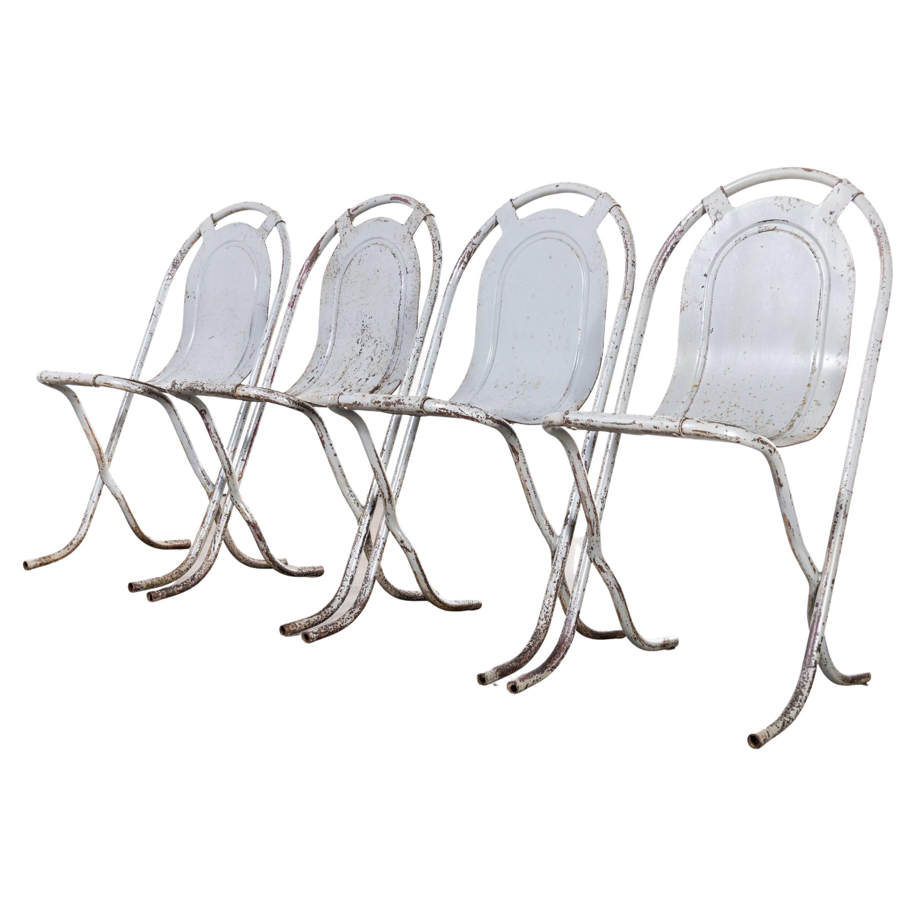1940s Original British Stak a Bye Chairs, Grey, Set of Four For Sale