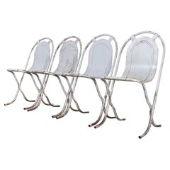 Vintage 1940s Original British Stak a Bye Chairs, Grey, Set of Four